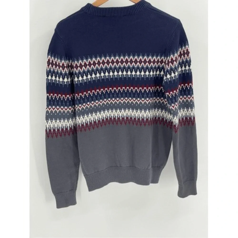 Vineyard Vines Sweater Grandpa Men XS Fair Isle Crewneck Long Sleeve Navy‎ Blue